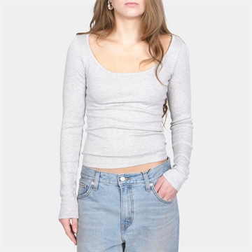 JJXX Star LS U-Neck Top Light Grey Melange